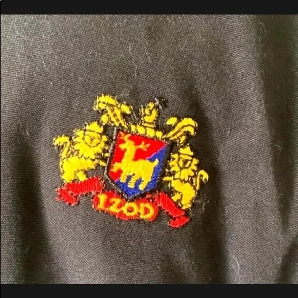 Mens Vintage Izod Sz Large Jacket Coat Lightweight Black Plaid Logo Crest EUC
